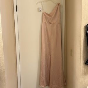 Pink floor length Lovely one shoulder gown size 6